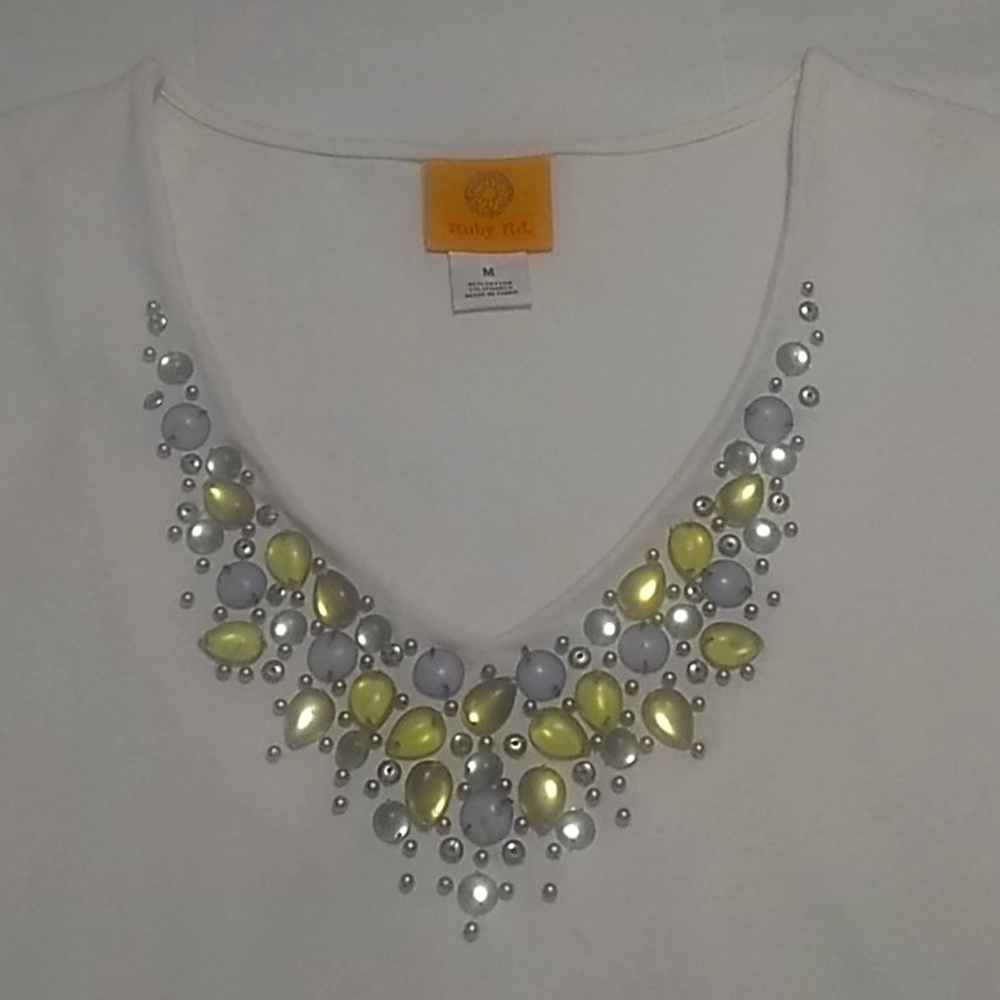 Ruby Rd Beaded Neckline Shirt